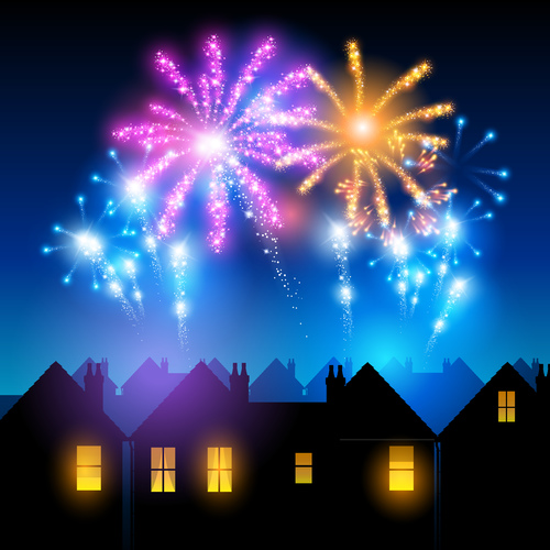 New year fireworks vector