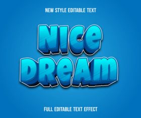 Nice dream editable font effect text vector