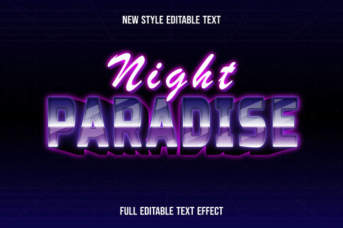 Night paradise text style effect vector