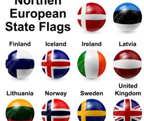 Northern european state flags vector