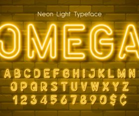 Omega and alphabet illustrator text style effect vector