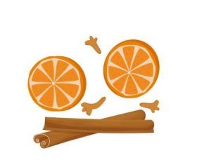 Orange and cinnamon sticker vector
