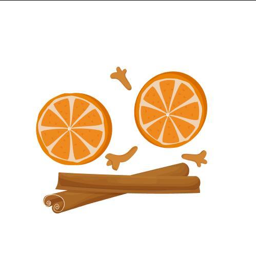 Orange and cinnamon sticker vector