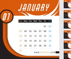 Orange desk calendar 2021 vector