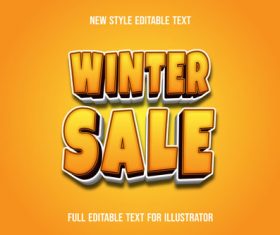 Orange winter sale text style effect vector