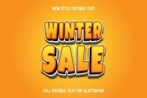 Orange winter sale text style effect vector