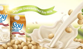 Organic soy milk advertising vector