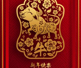 Ox year 2021 happy new year vector