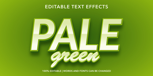Pale green editable font effect text vector