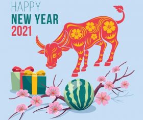 Paper cut pattern new year 2021 greeting card vector