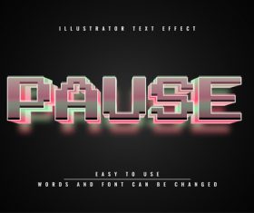 Pause 3d editable text vector