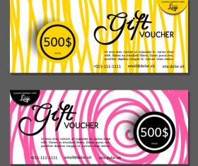 Pink yellow background gift card voucher vector