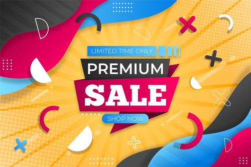 Premium sale geometric background flyer vector