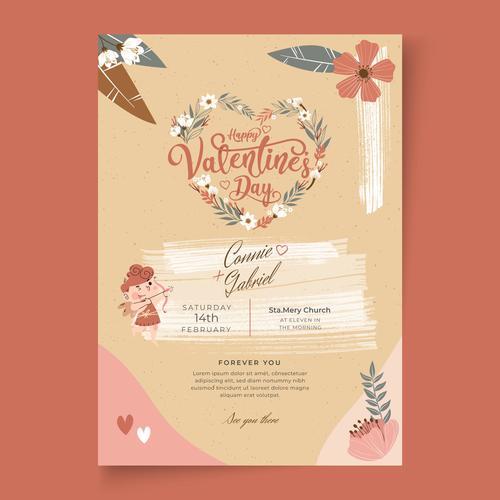 Pretty Valentines Day postcard vector