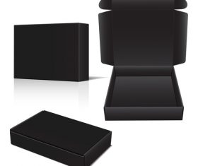 Pure black goods packaging box vector