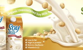Pure natural soy milk advertising vector