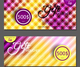Purple yellow background gift card voucher vector