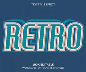 RETRO 3d editable text style effect vector