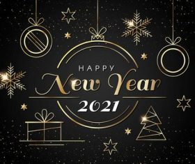 Realistic golden decoration new year 2021 background vector