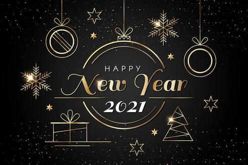 Realistic golden decoration new year 2021 background vector