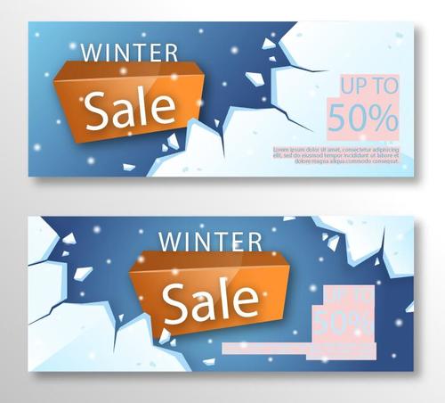 Realistic winter sale banner vector