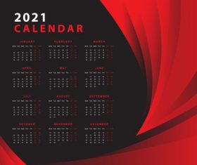 Red and black design calendar 2021 vector