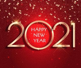 Red background 2021 greeting card vector