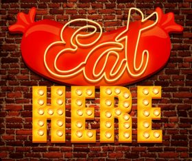 Red wall background hot dog advertising vector