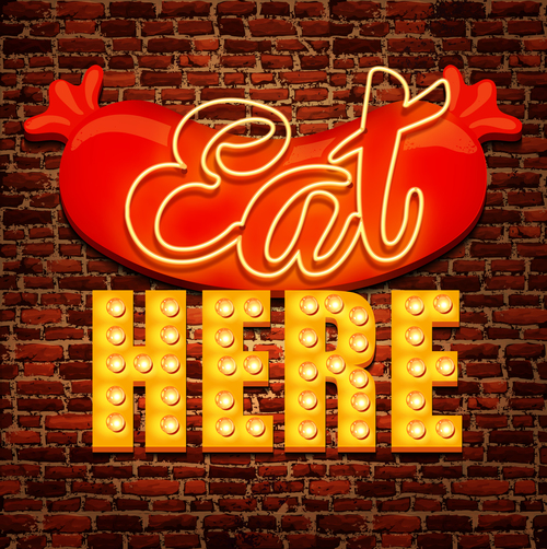 Red wall background hot dog advertising vector