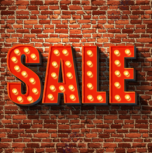 Red wall background sale font vector
