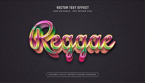 Reggae 3d editable text vector