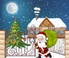 Santa Claus vector busy giving gifts
