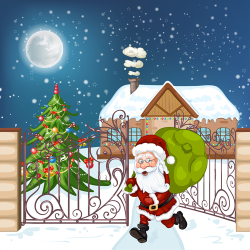 Santa Claus vector busy giving gifts