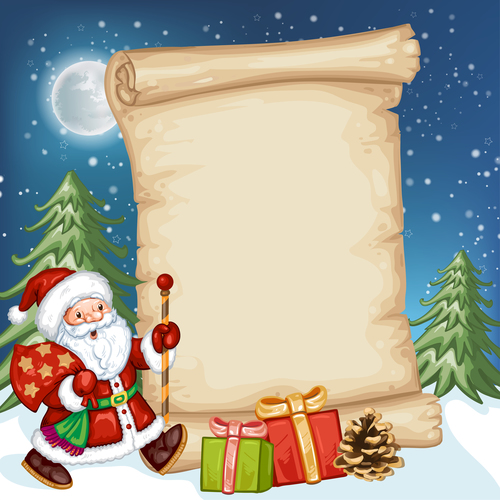 Santa and letter paper background vector
