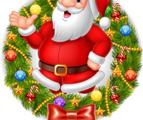 Santa claus and wreath vector
