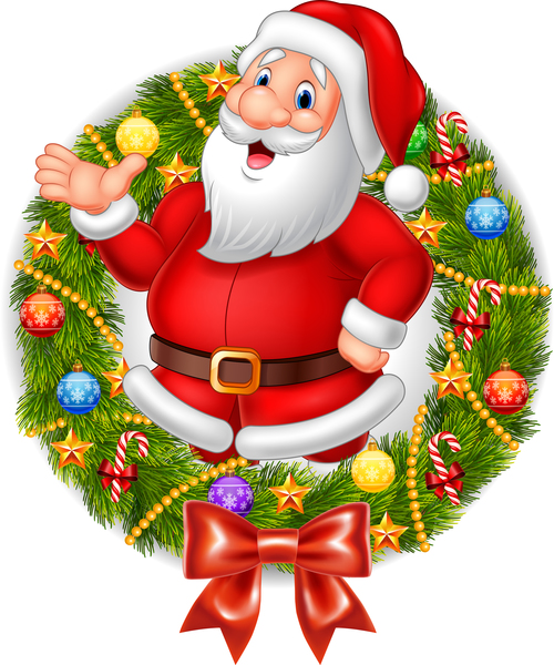 Santa claus and wreath vector