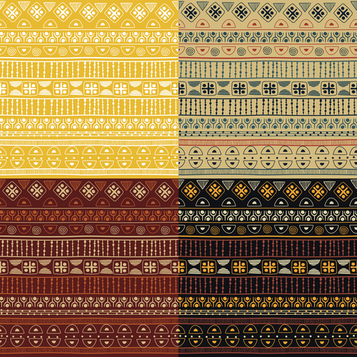 Set of ethno seamless background pattern vector
