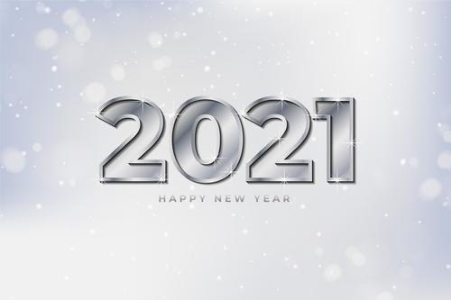 Silver white new year 2021 background vector
