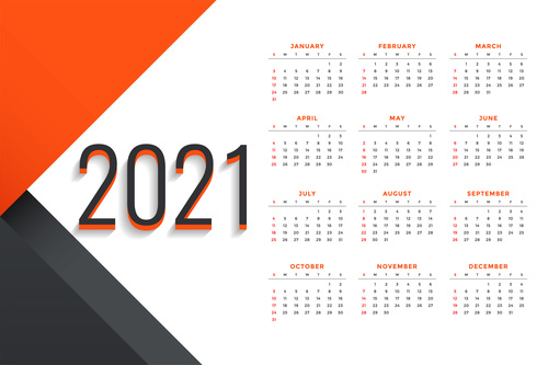 Simple design 2021 new year calendar vector