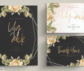 Simple flower background invitation card vector