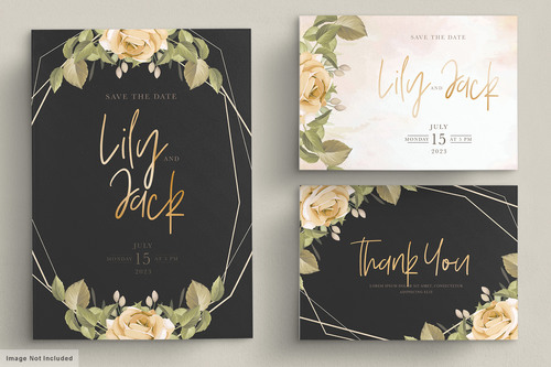Simple flower background invitation card vector free download