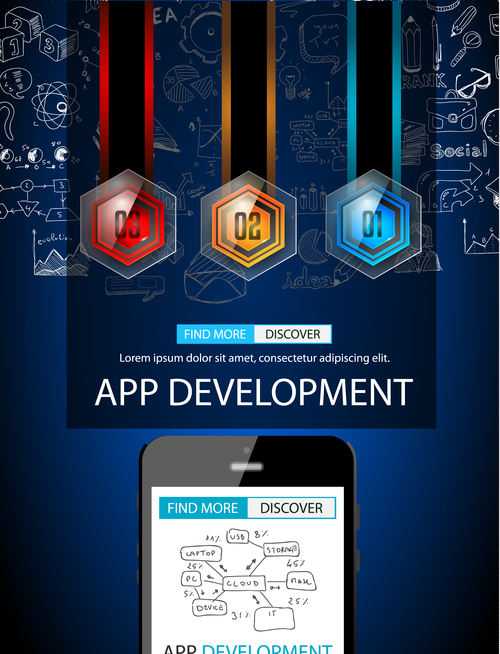 Sketch app development phone information vector