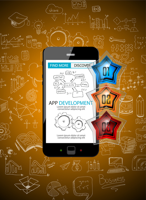 Sketch concept information app development cell vector