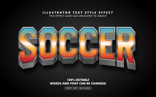 Soccer illustrator text style effect vector