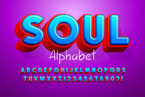 Soul and alphabet illustrator text style effect vector