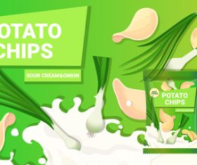 Sour cream onion potato chips poster vector