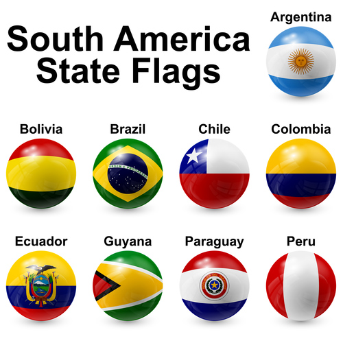 South america state flags vector