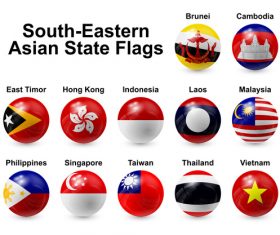 South eastern asian state spherical flags vector