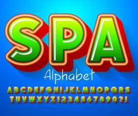 Spa alphabet illustrator text style effect vector