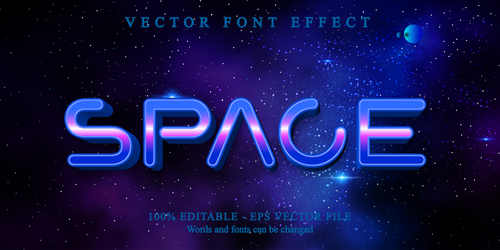 Space 3d editable text style effect vector